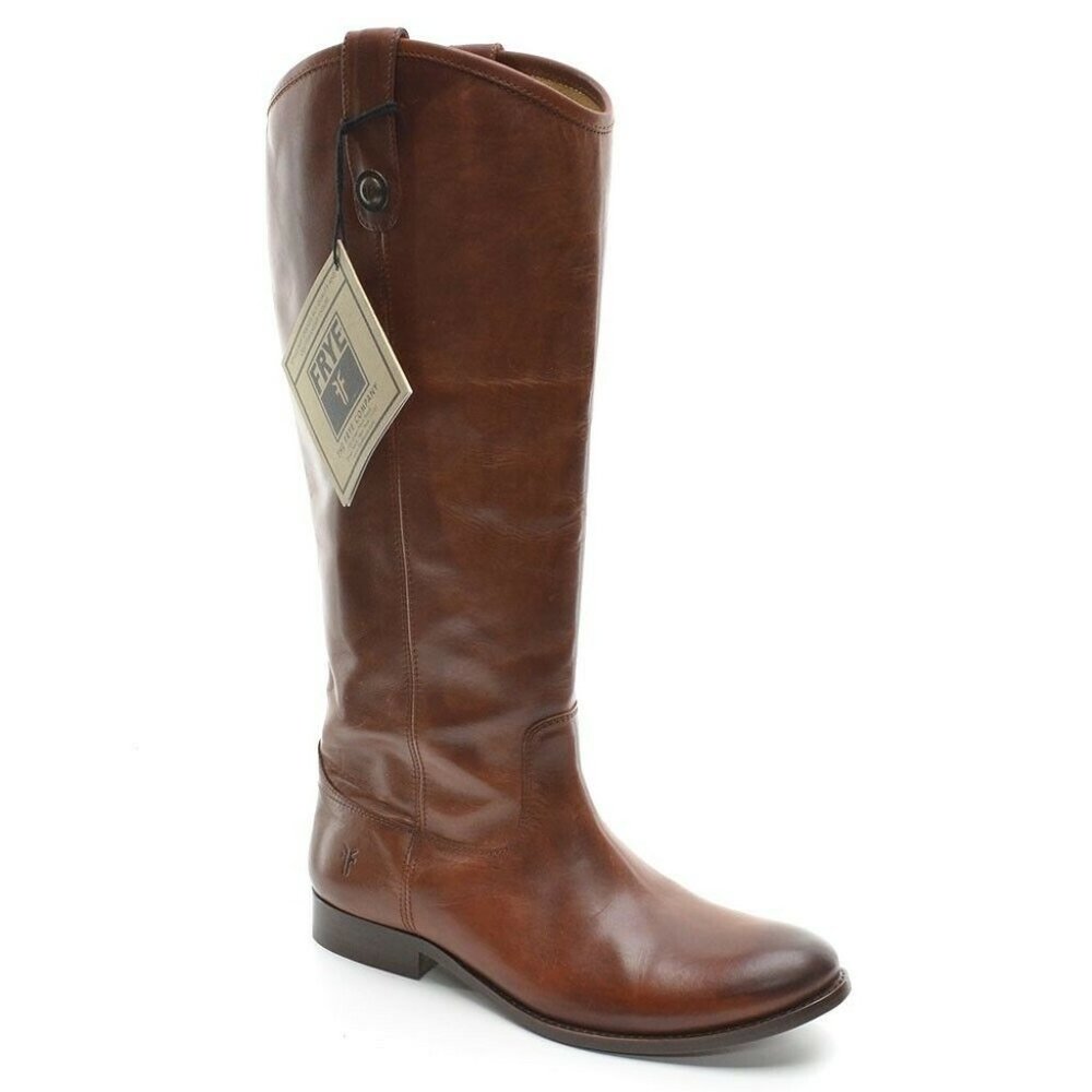 Frye Melissa Button Cognac Riding Knee Boots 9.5 B New
